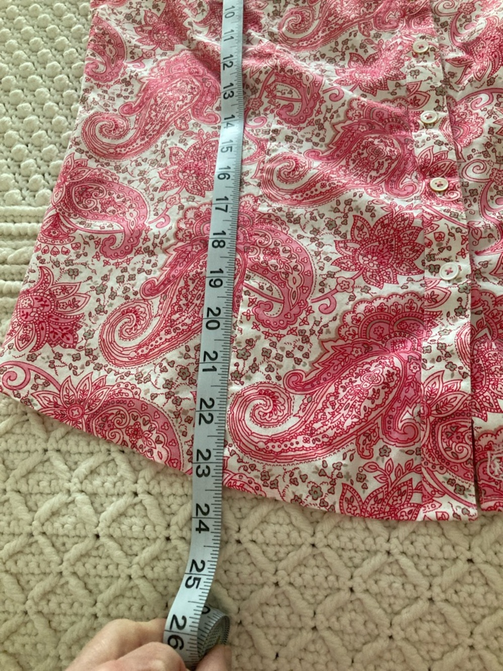 Talbots Pink and White Paisley Sleeveless Non-Iron Button-Down - Picture 7 of 8